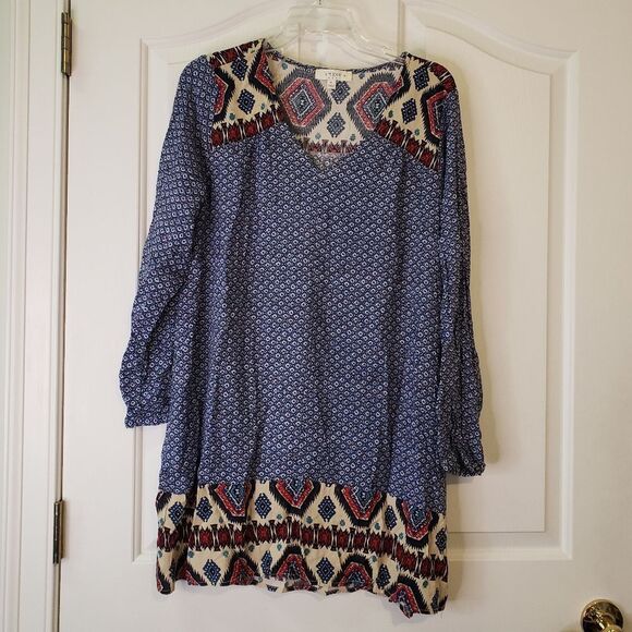 Umgee Bohemian Blue Patterned Tunic - Picture 1 of 6